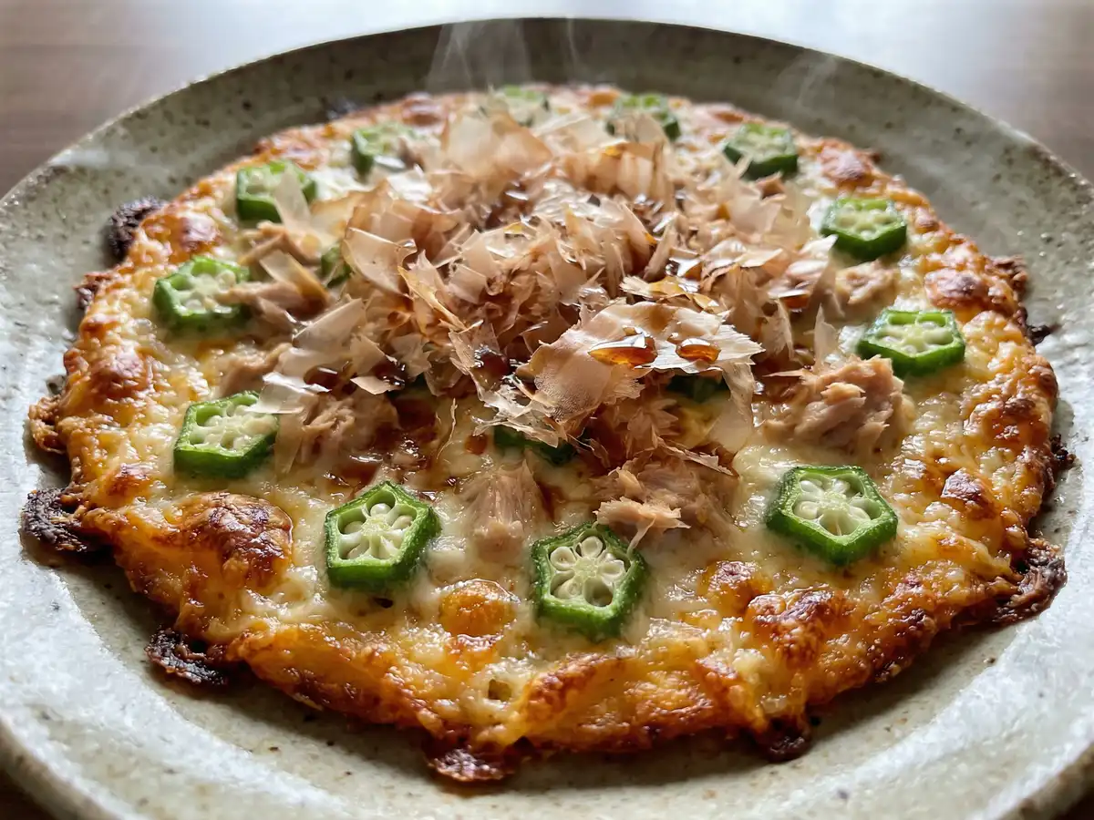 ツナとオクラのカリカリチーズ