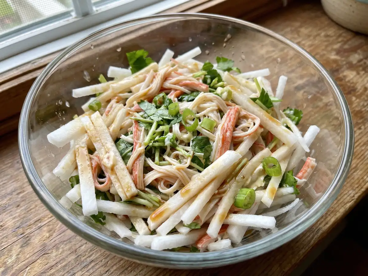 大根とほぼカニのポンマヨサラダ