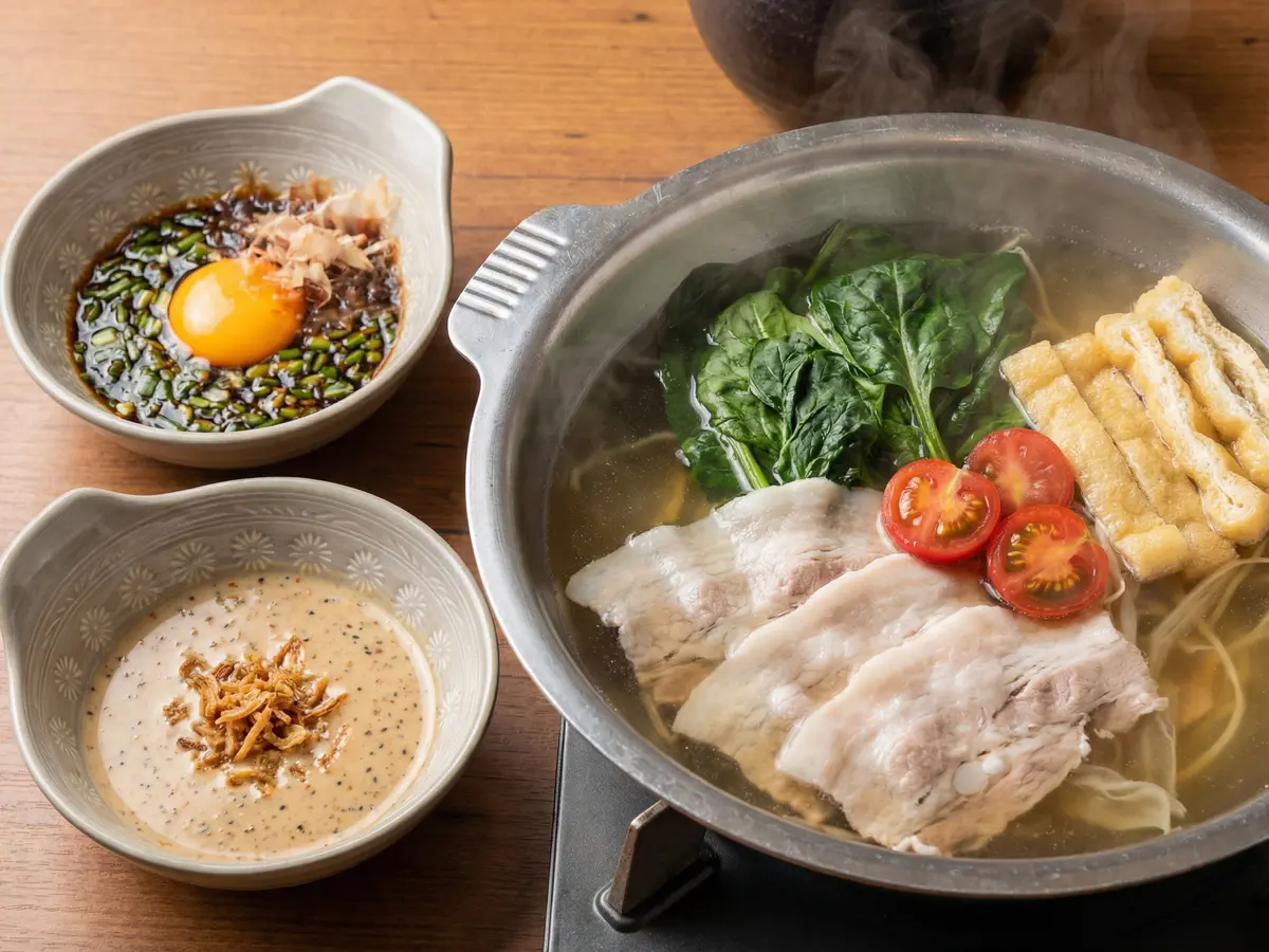 ２色ダレのトマト常夜鍋