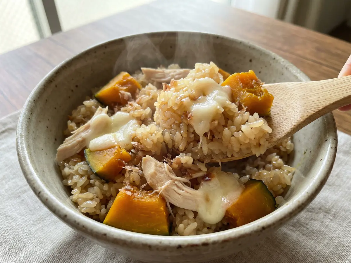 かぼちゃと鶏肉のおこわ風炊き込みご飯