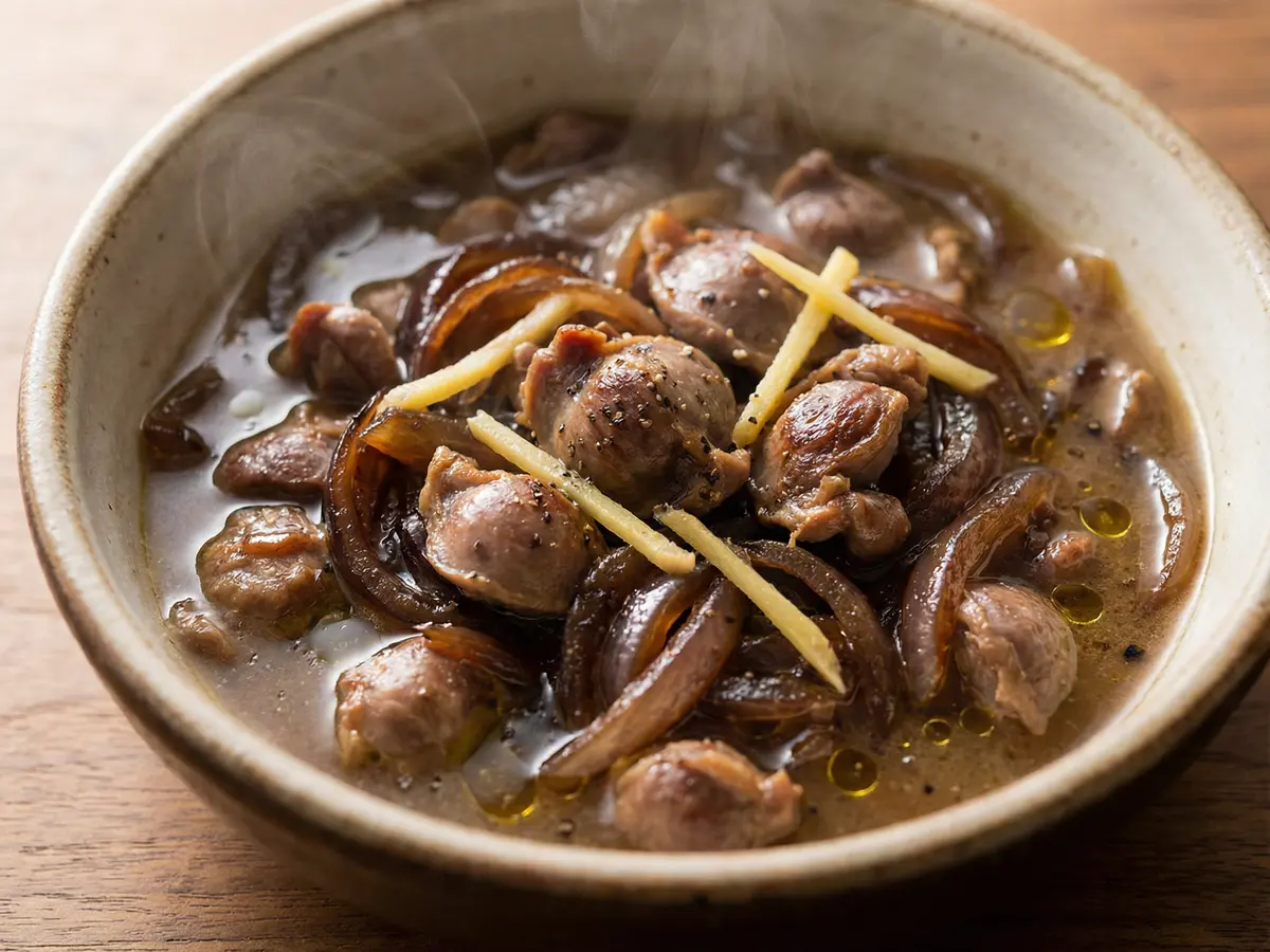 砂肝と玉ねぎのイタリアン生姜煮