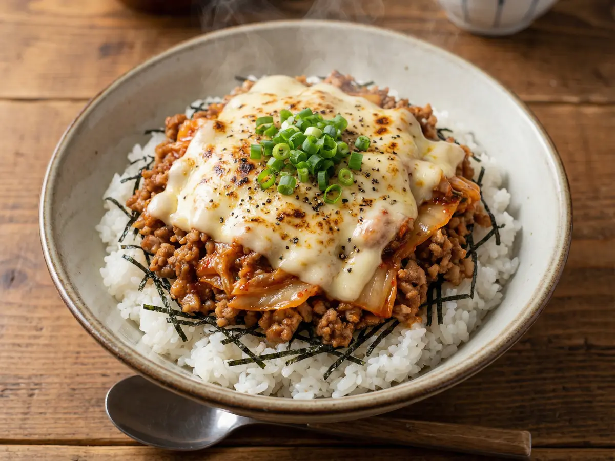 あぶり肉キムチーズ丼（炙り肉キムチチーズ丼）
