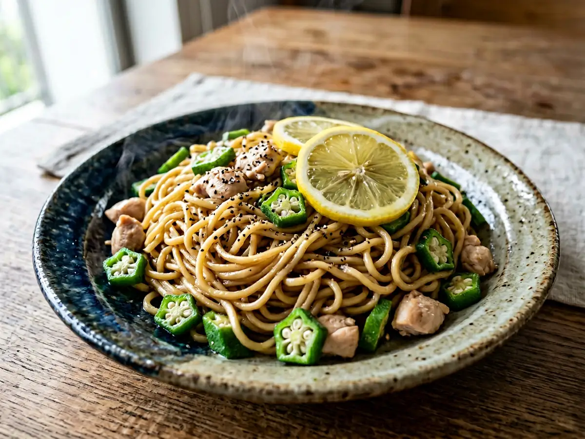 オクラのレモン焼きそば
