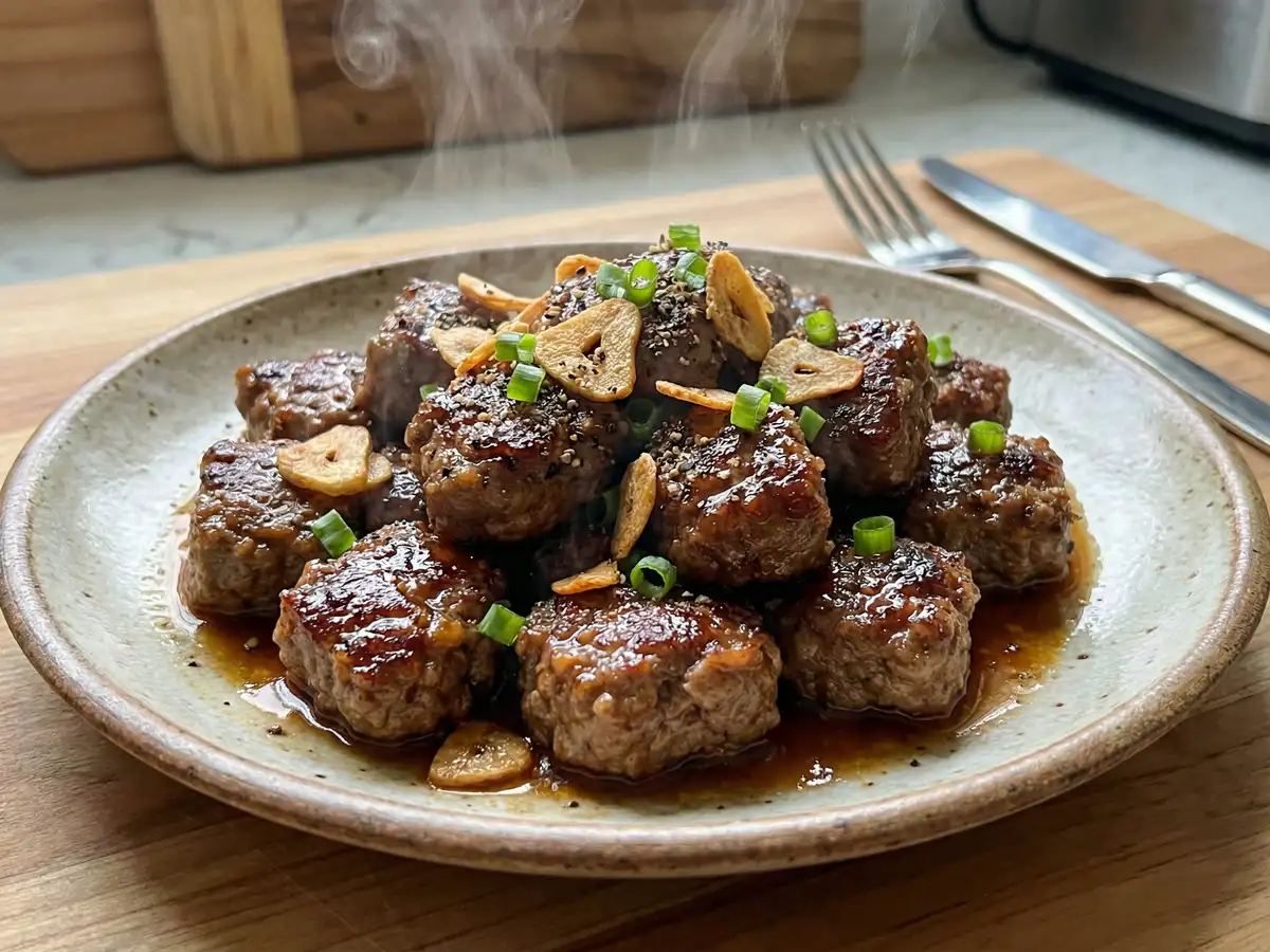 合いびき肉のサイコロステーキ