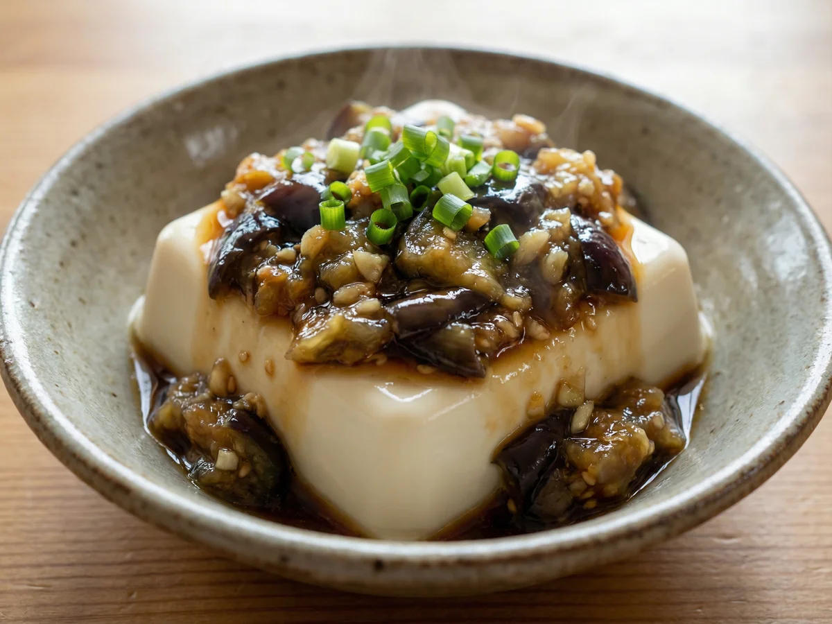 冷凍揚げナスの冷奴