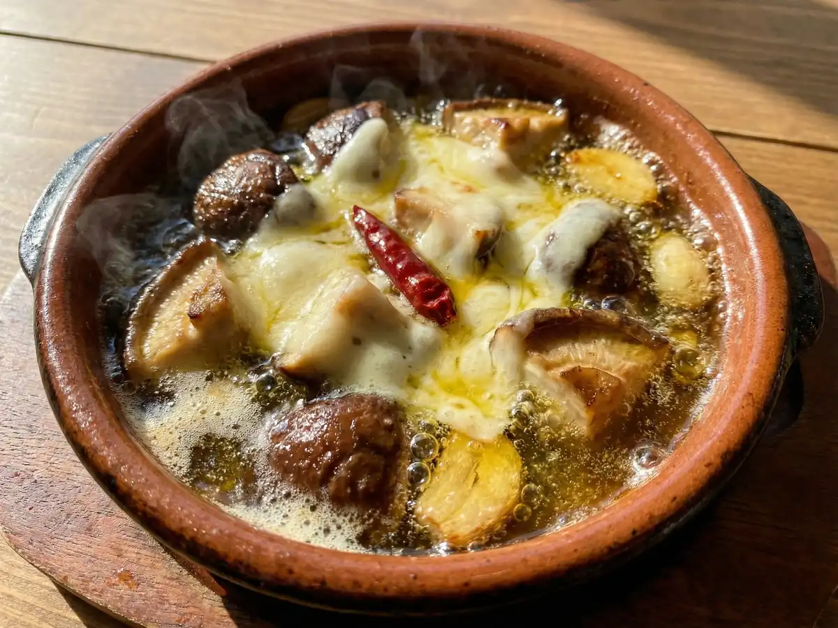 春のしいたけとチーズのアヒージョ