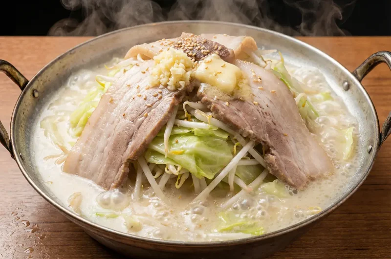 【リュウジさんのバズレシピ】塩とんこつラーメン鍋（サッポロ一番塩豚骨） の作り方