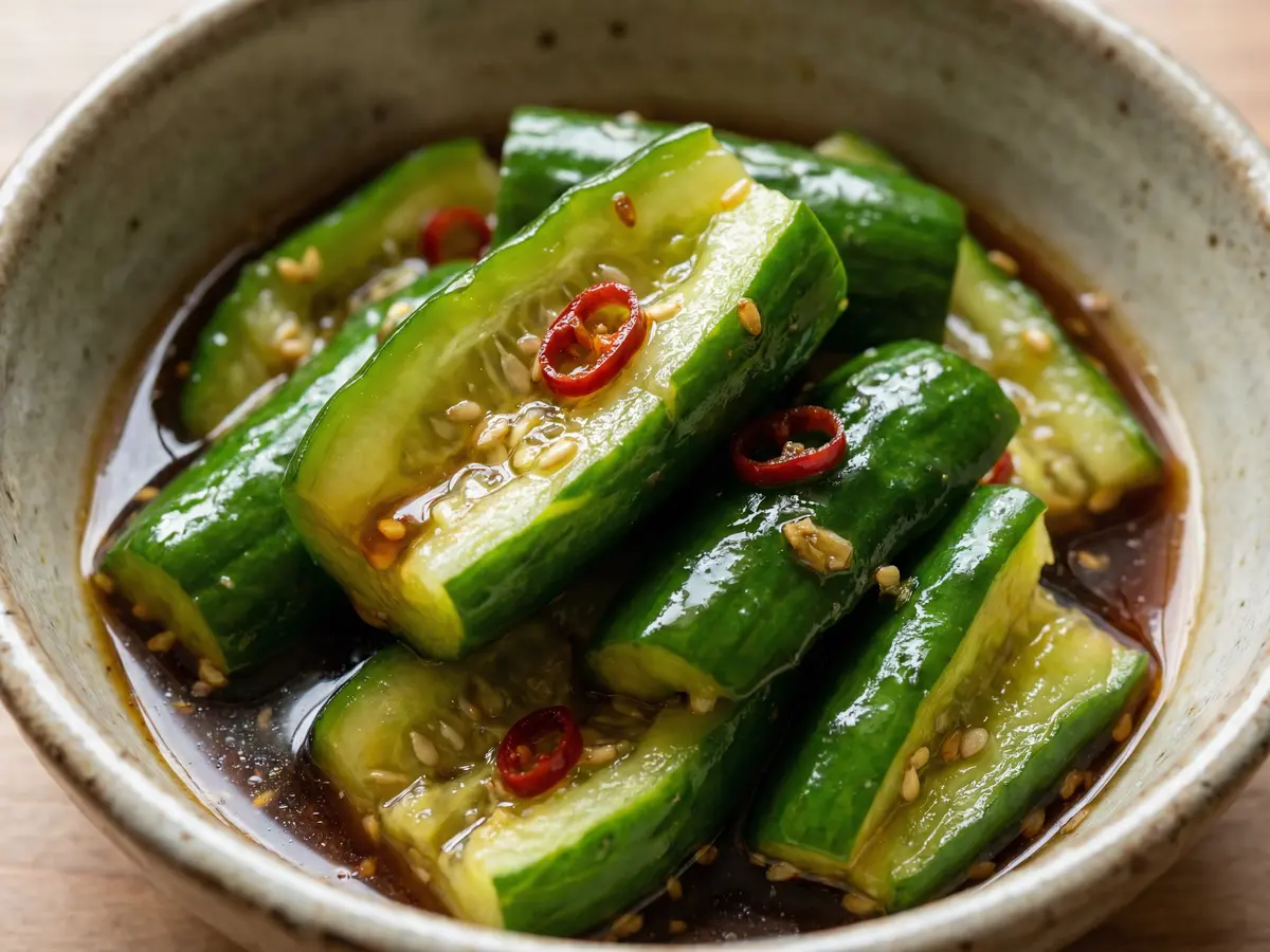 たたききゅうりの酢じょうゆ漬け