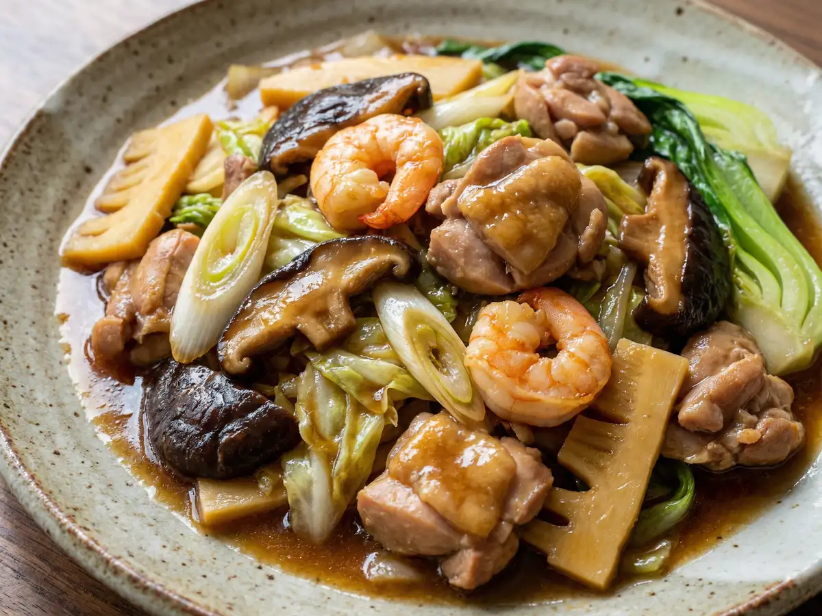 干ししいたけと鶏肉の煮込み