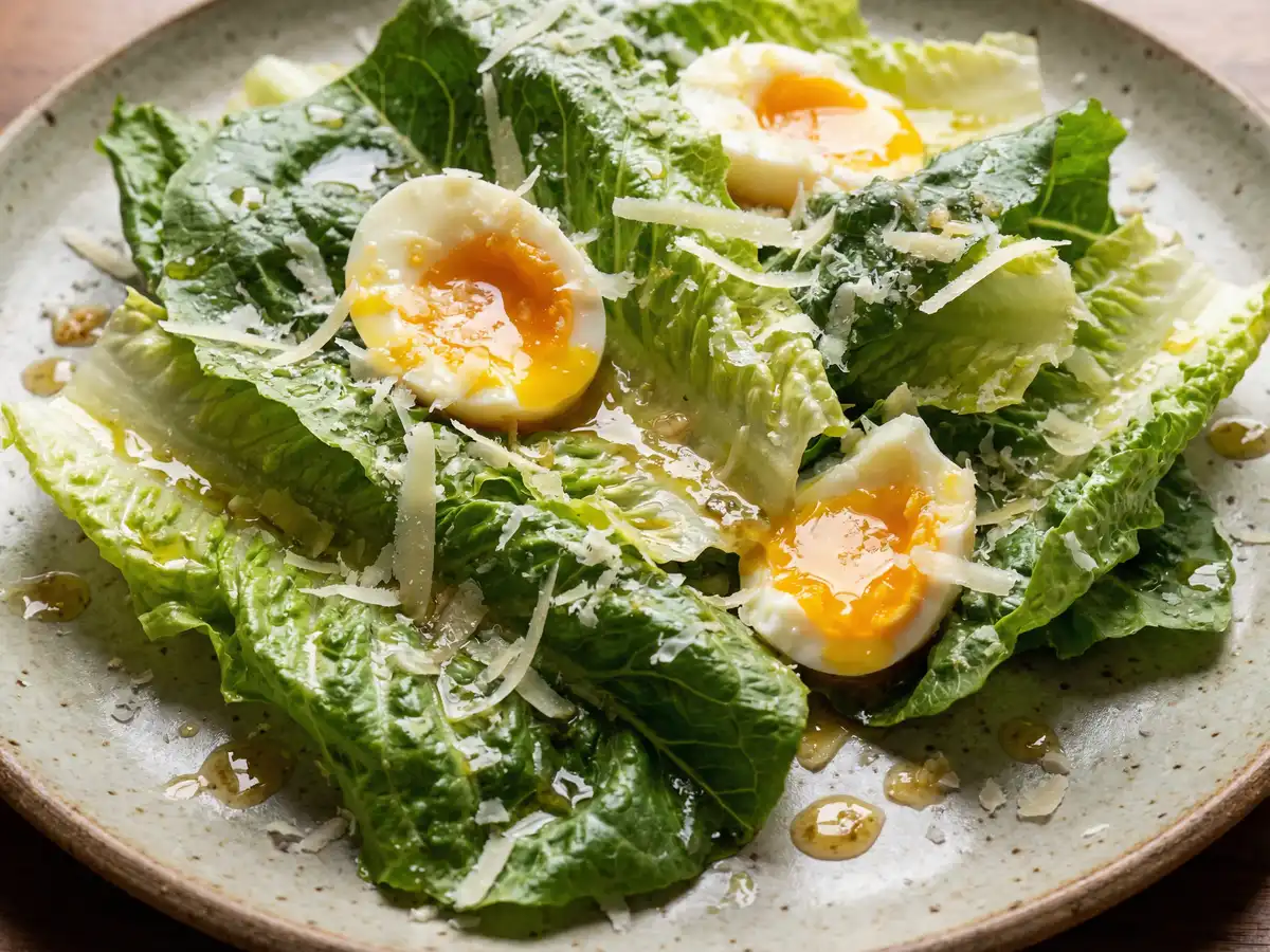 温泉卵入りシーザーサラダ風