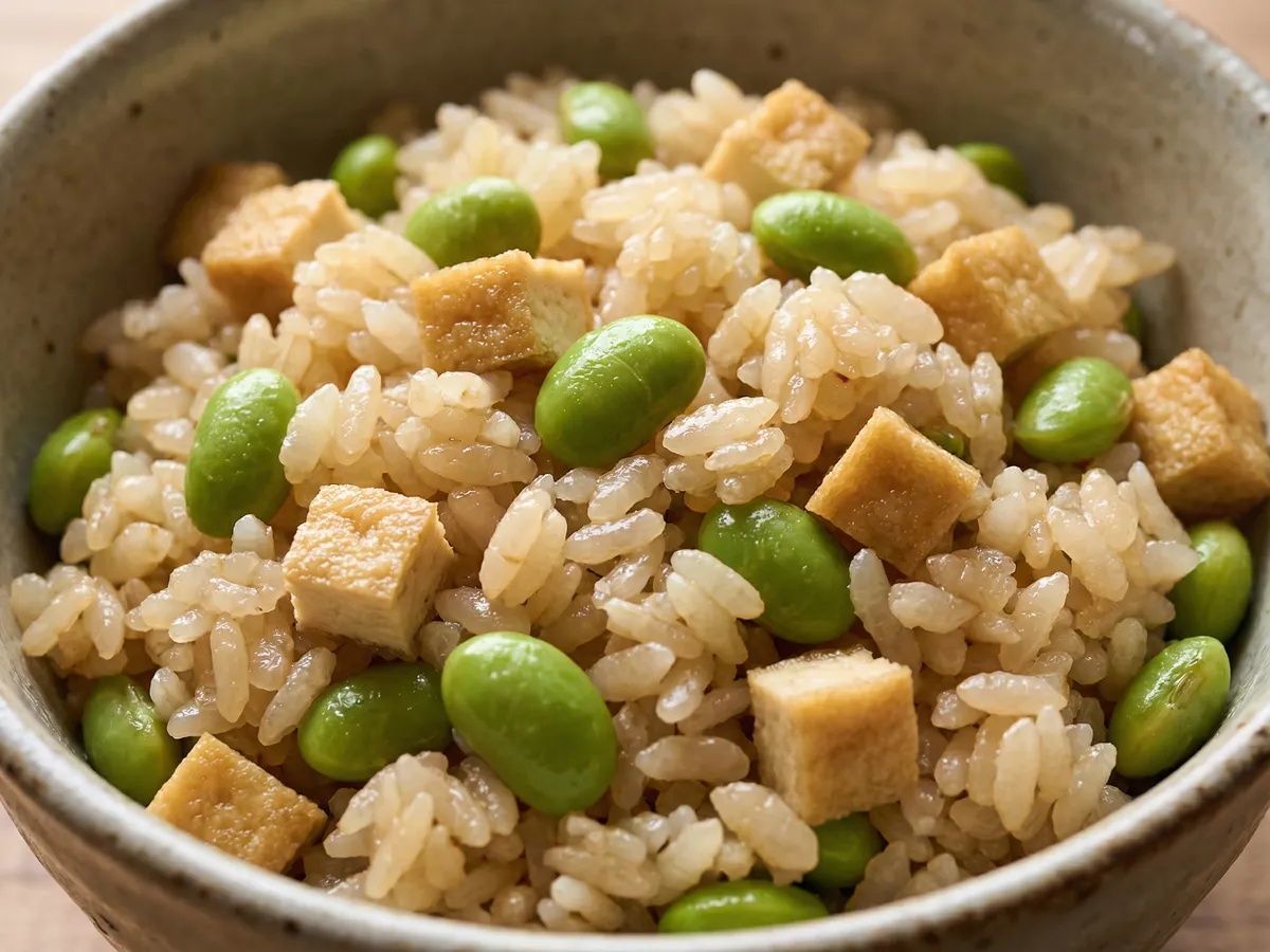 枝豆と油揚げの炊き込みご飯