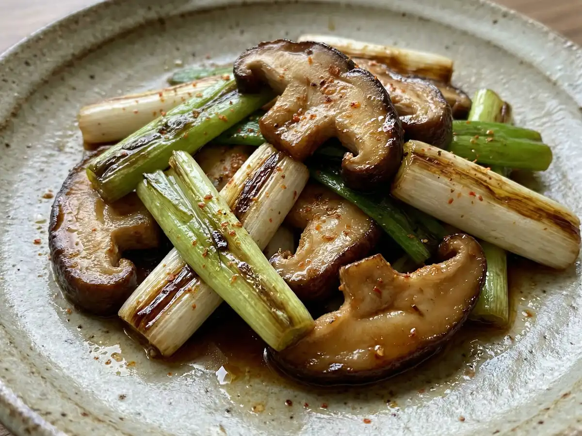 ねぎとしいたけの炒め物