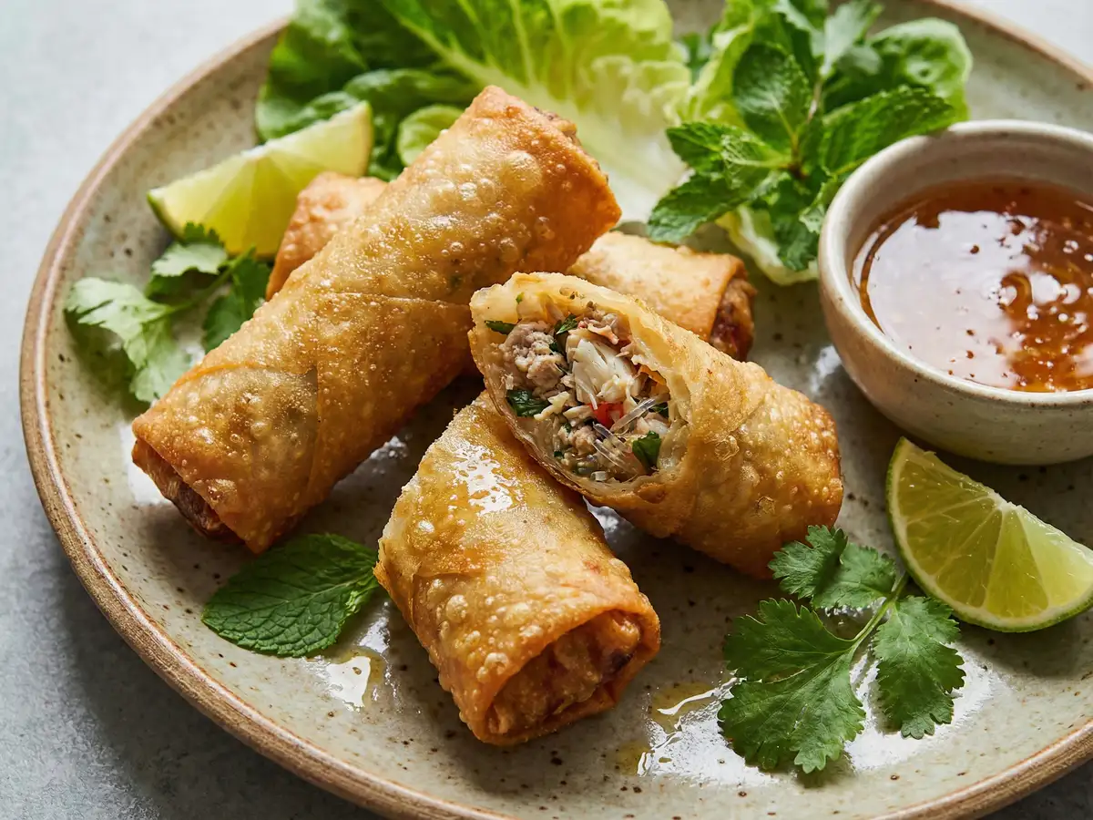 かにと豚肉の春巻
