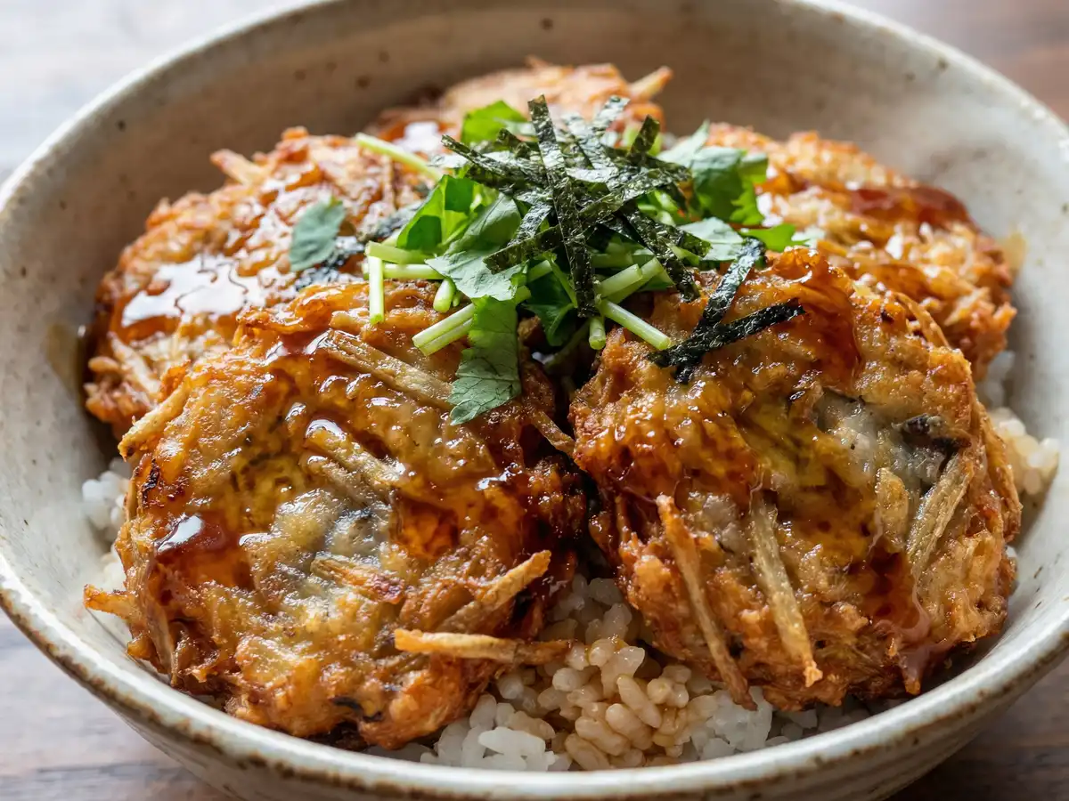 あじとごぼうのさつま揚げ丼
