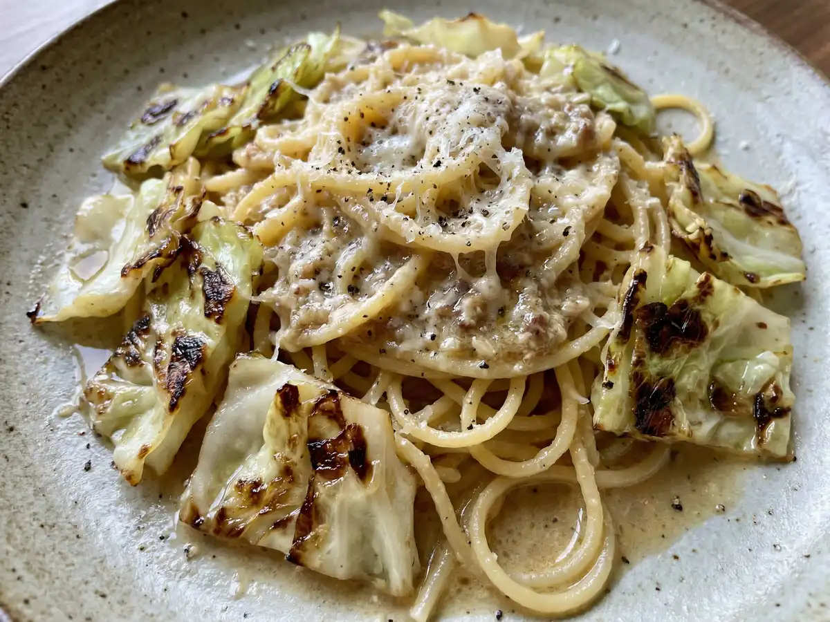 キャベツのパスタ・バーニャカウダソース