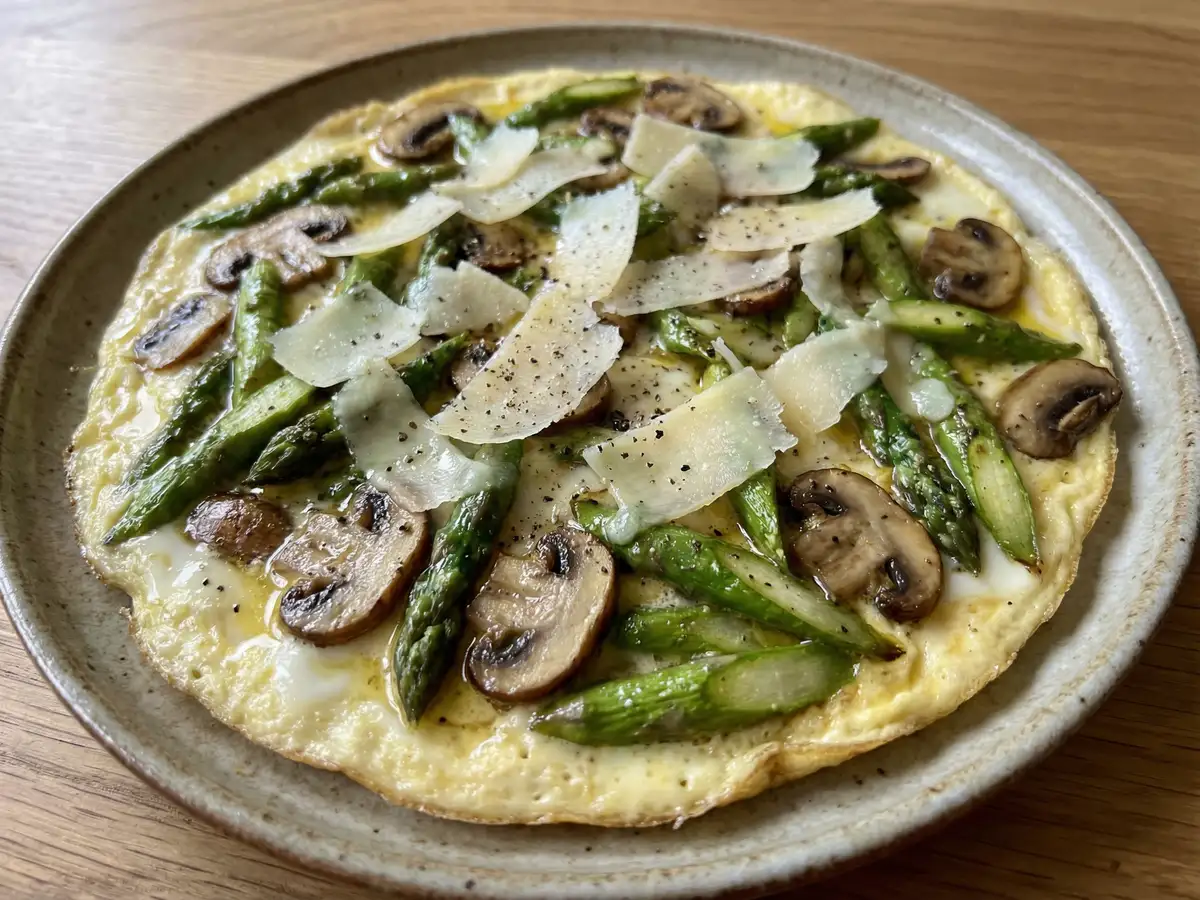 アスパラとマッシュルームのオープンオムレツ