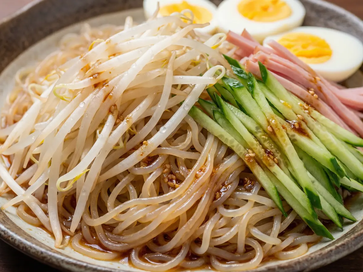 しらたきの冷やし中華　たっぷりもやし