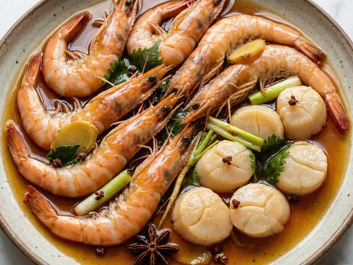 帆立てとえびの紹興酒漬け