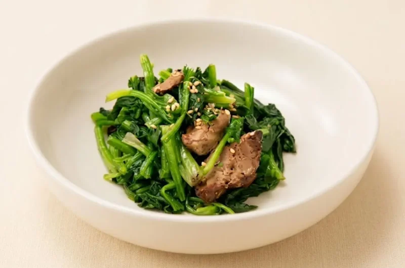 【きょうの料理】ほうれん草の焼き鳥レバー和えのレシピ 本多京子さん