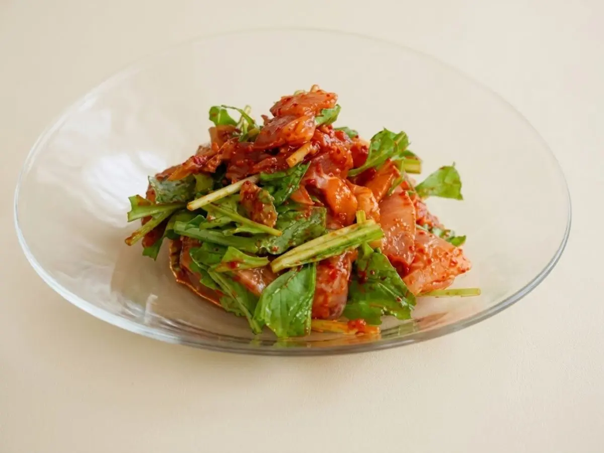 お刺身レモンキムチあえ