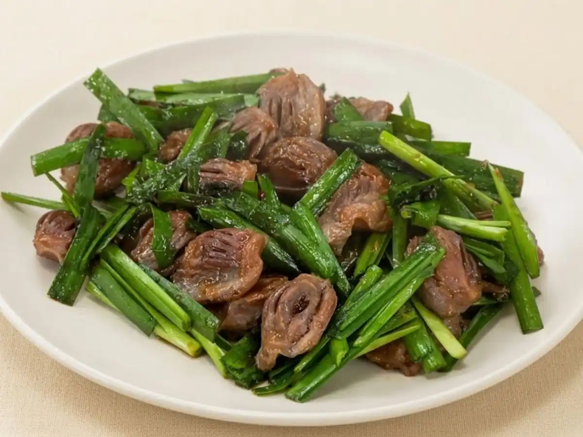 砂肝とニラの簡単オイスターソース炒め