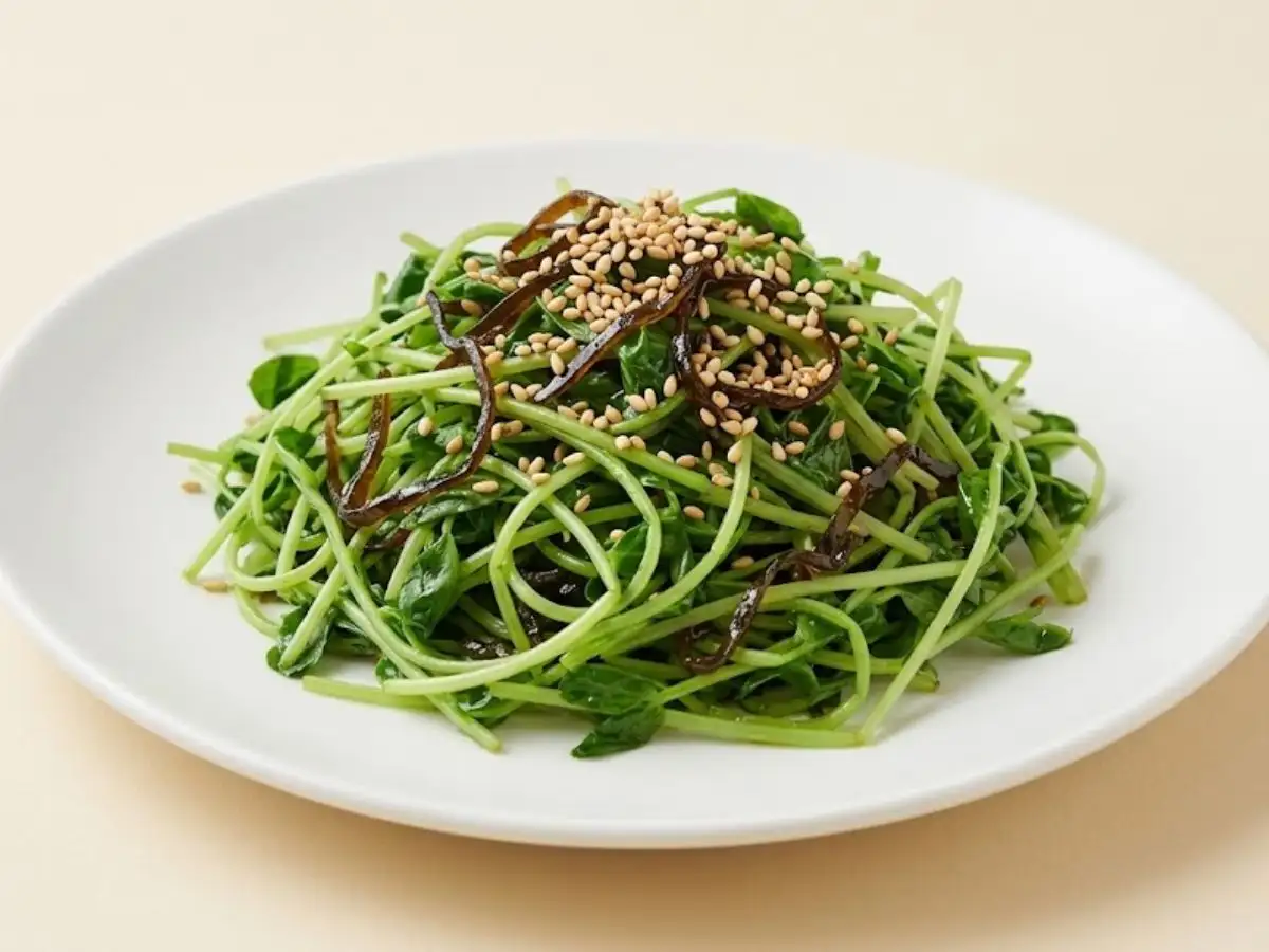 豆苗の塩昆布あえ