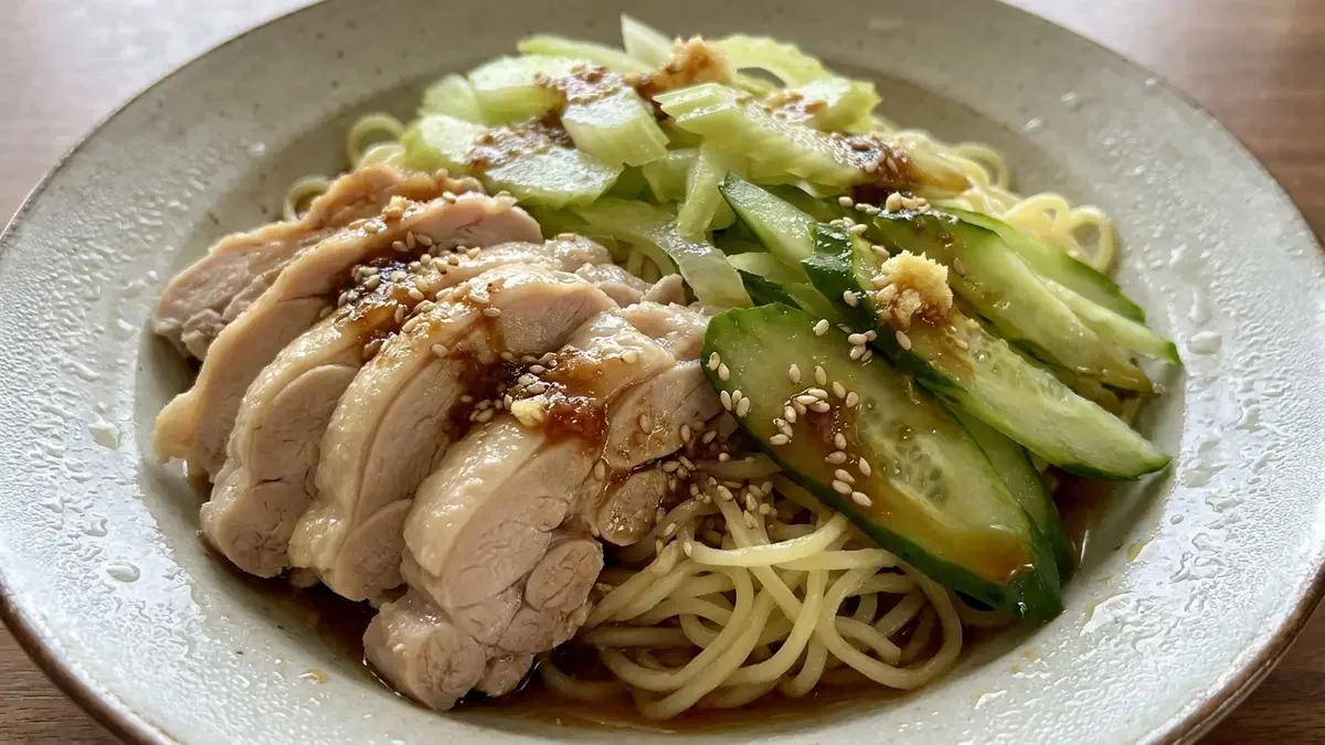 ゆで鶏と塩もみきゅうりの冷やし中華