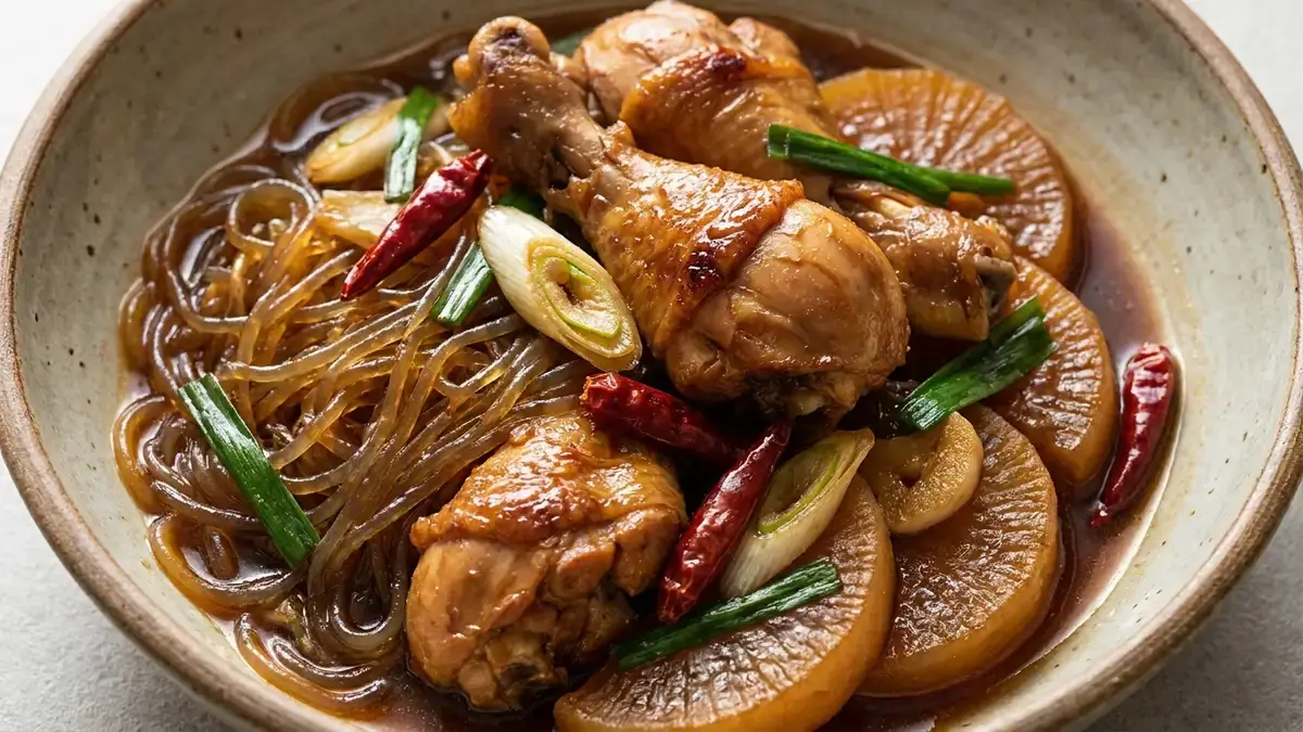 大根と骨付き鶏の甘辛春雨煮