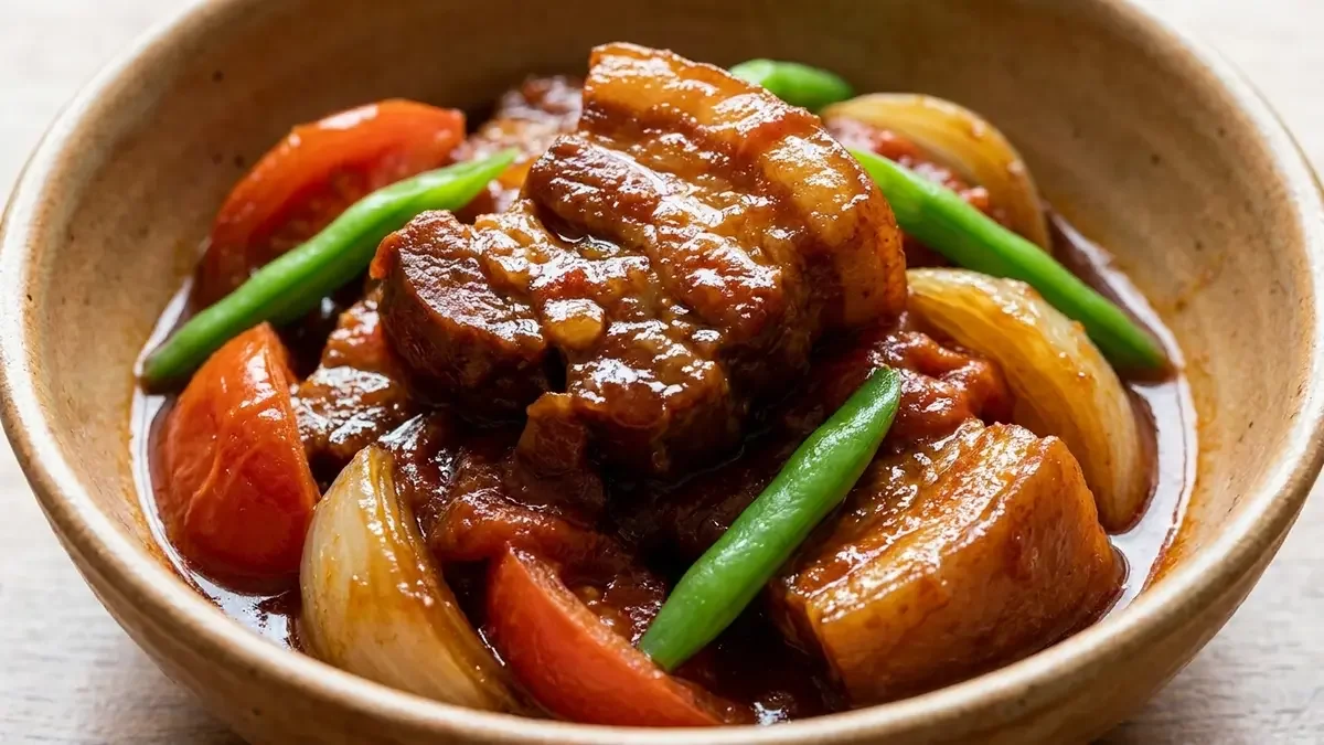 トマトと豚バラのとろとろ角煮
