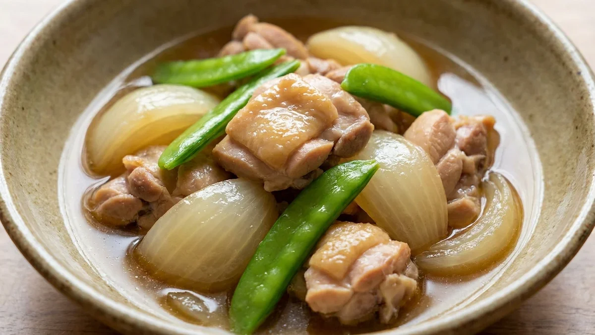 スナップえんどうと鶏の炊いたん