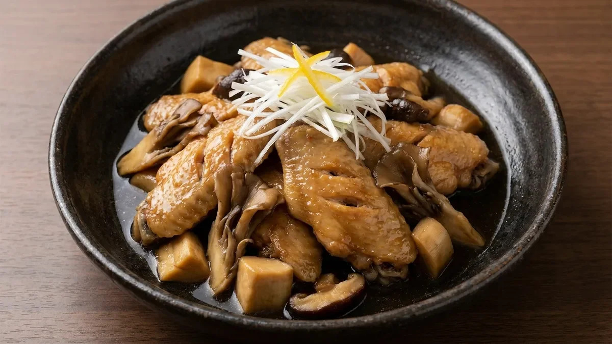 鶏手羽ときのこのポン酢煮