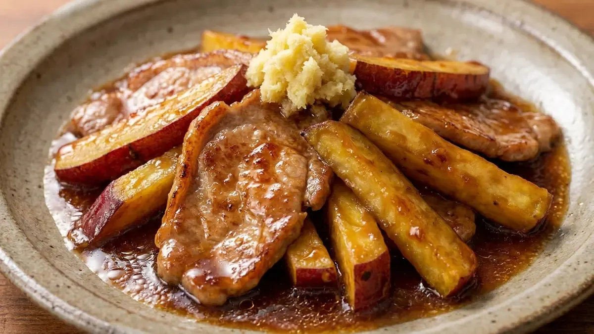 さつまいもと豚肉の照り焼き