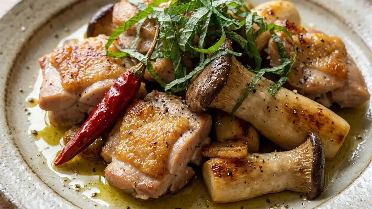 エリンギと鶏肉のアーリオ・オーリオ