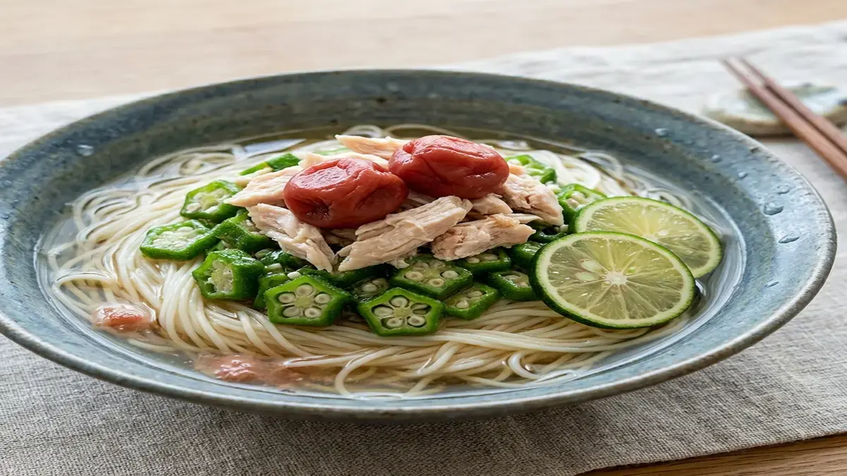 オクラ梅そうめん