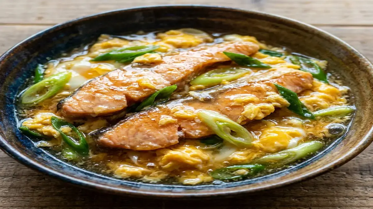 さけとねぎの卵焼き 甘酢あん