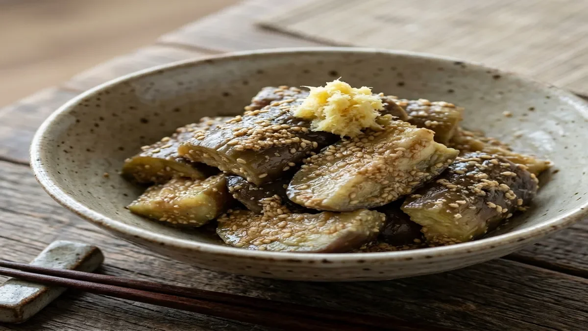 なすのレンチンごまあえ
