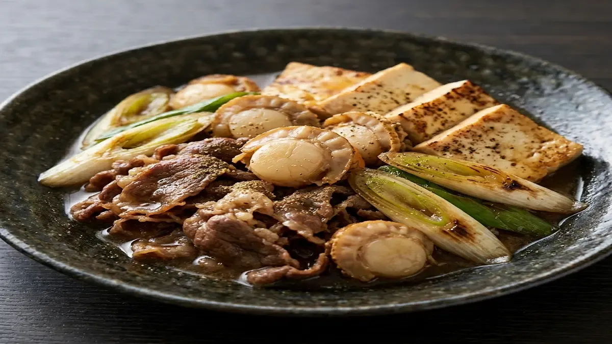 牛こまと帆立てのすき焼き