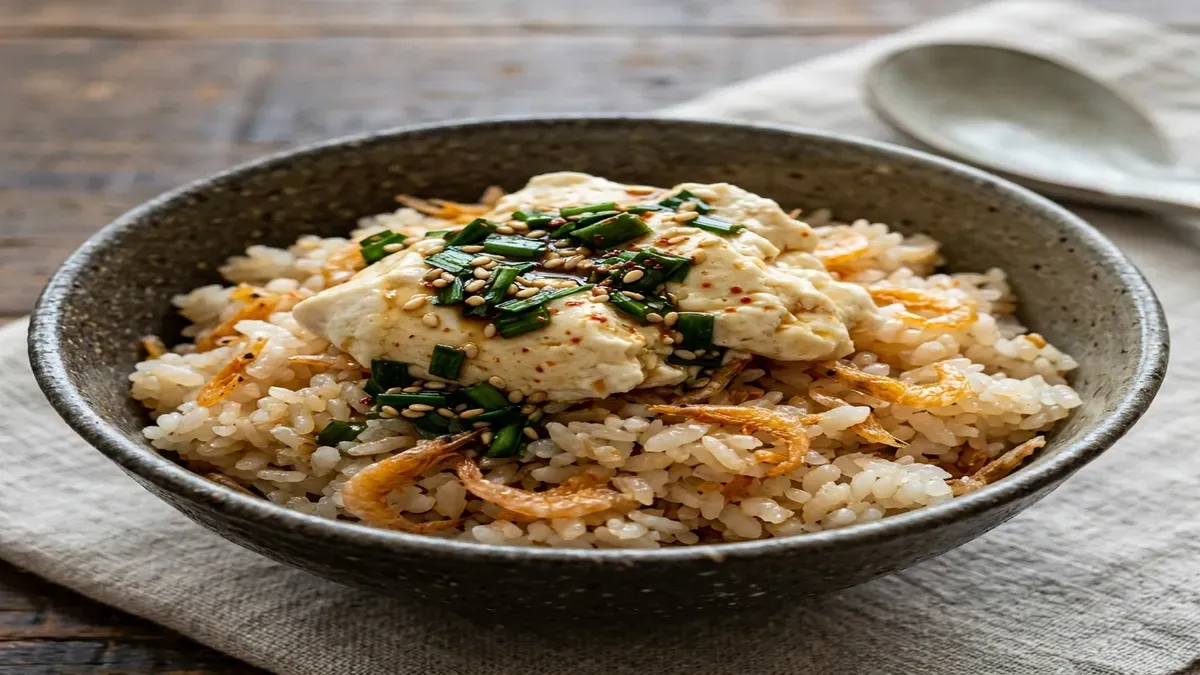 桜えびのご飯 にらじょうゆがけ