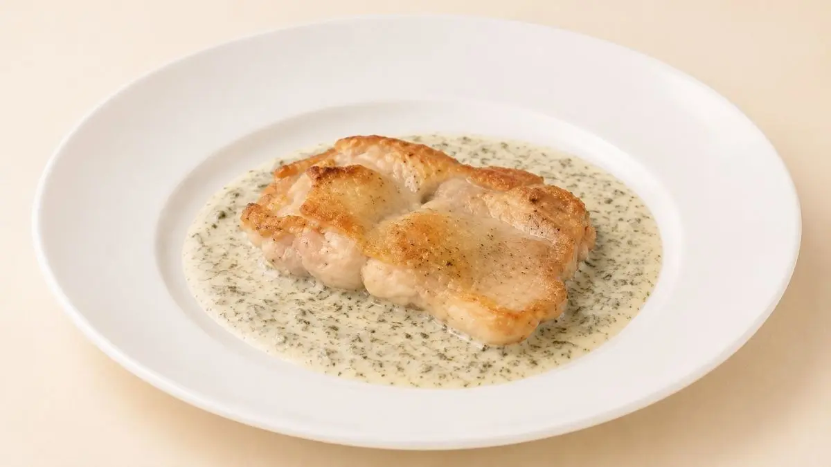 鶏肉のソテー海苔クリームソース