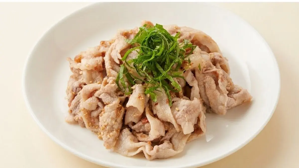 豚しゃぶ梅ごま炒め