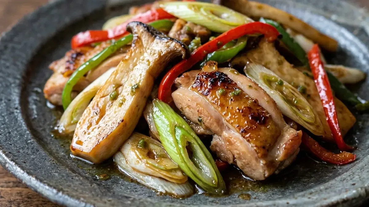 エリンギと鶏の柚子こしょう炒め