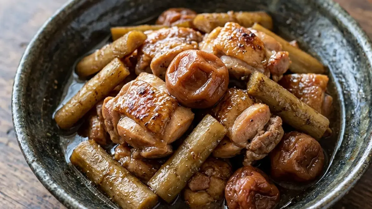 ごぼうと鶏の梅ぇ煮