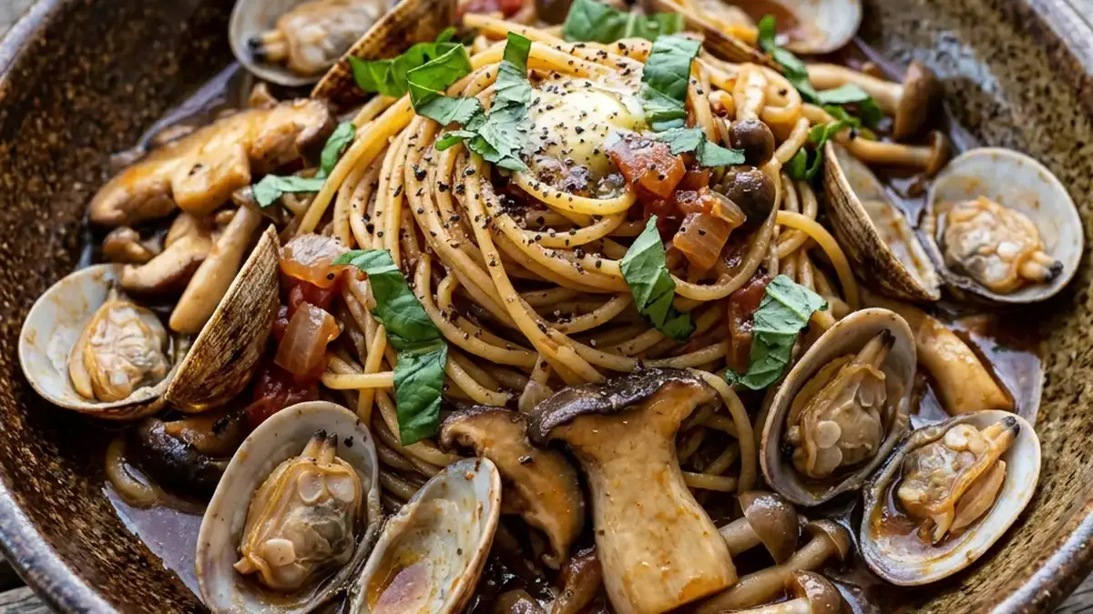 すいとりボンゴレきのこパスタ