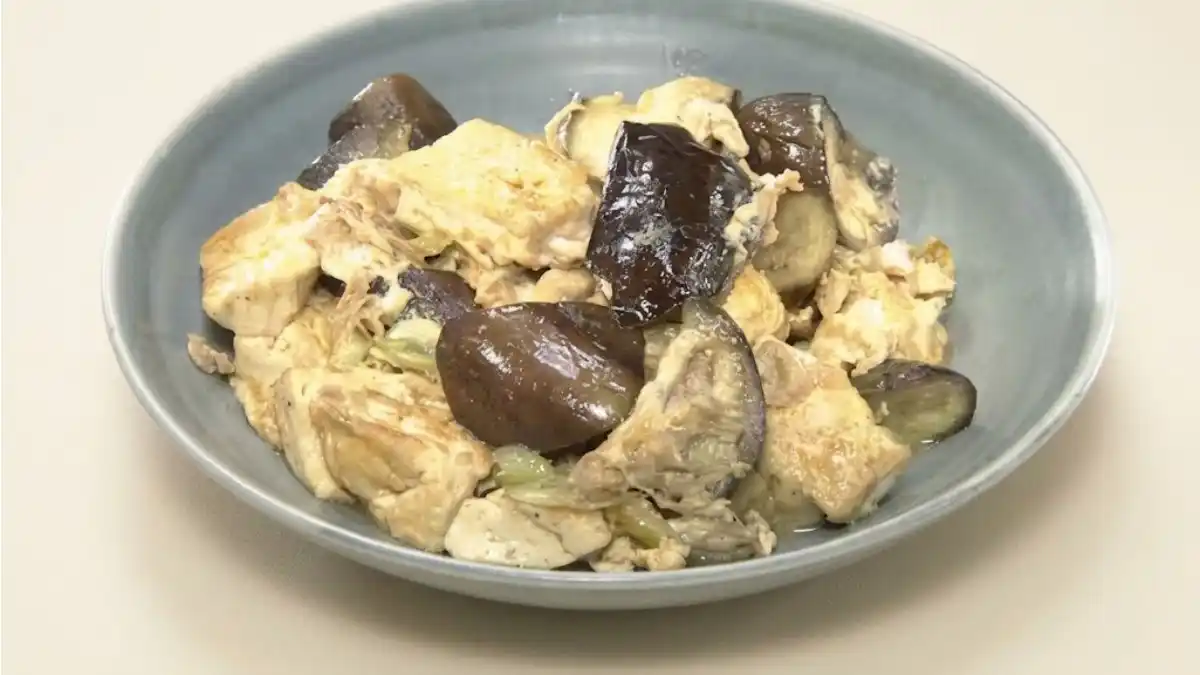 なすねぎ豆腐の卵炒め