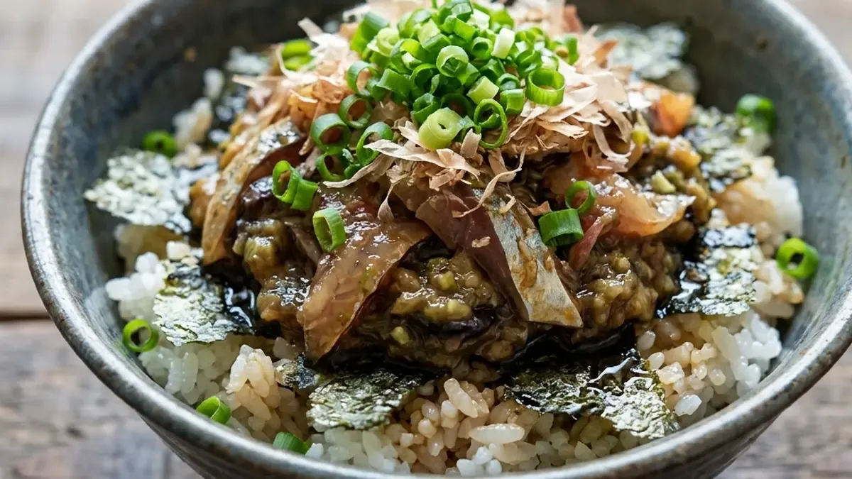 あじと焼きなす丼