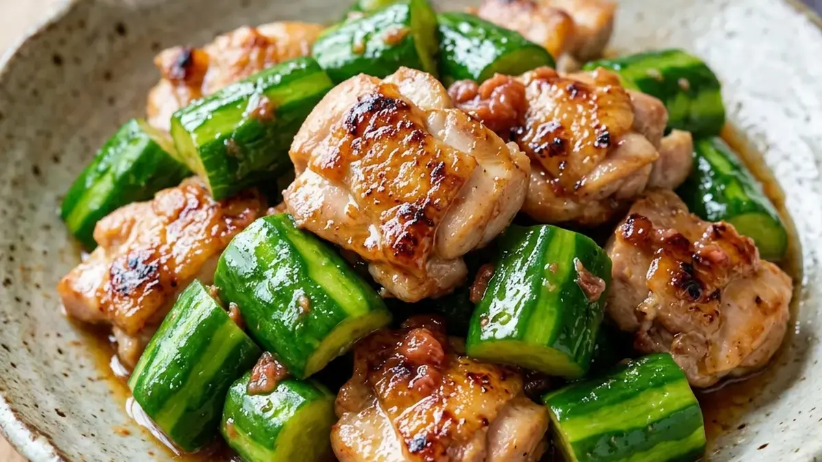 きゅうりと鶏肉の梅炒め