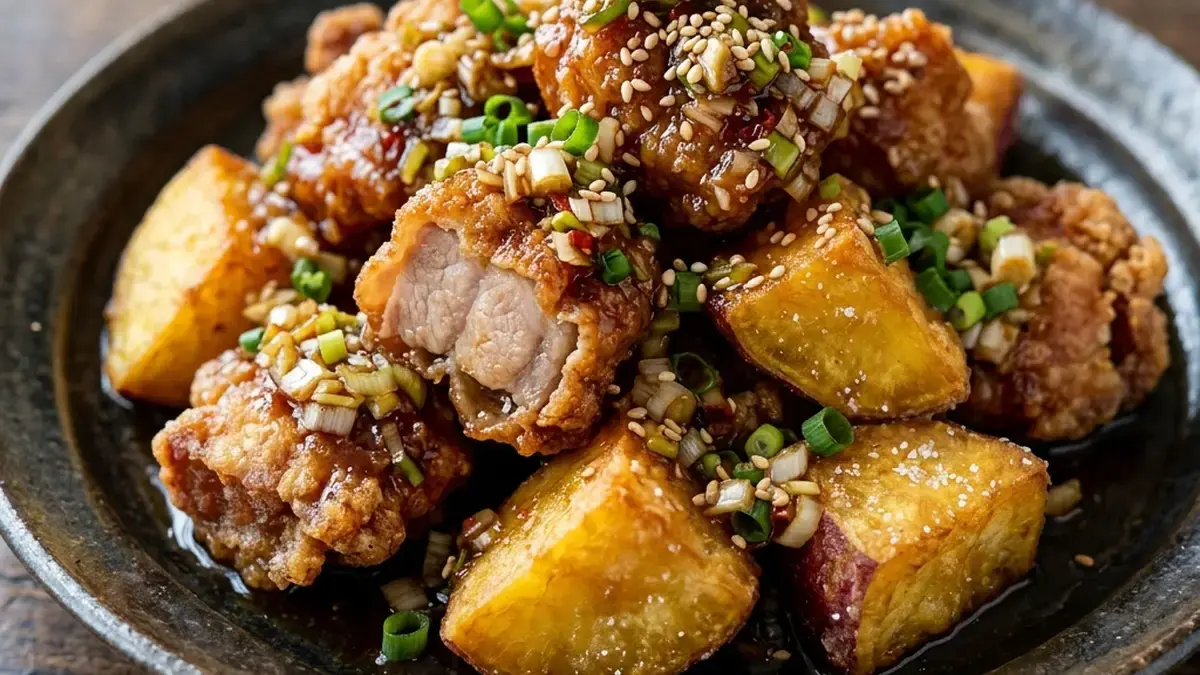 豚とさつまいもから揚げ　ねぎだれがけ