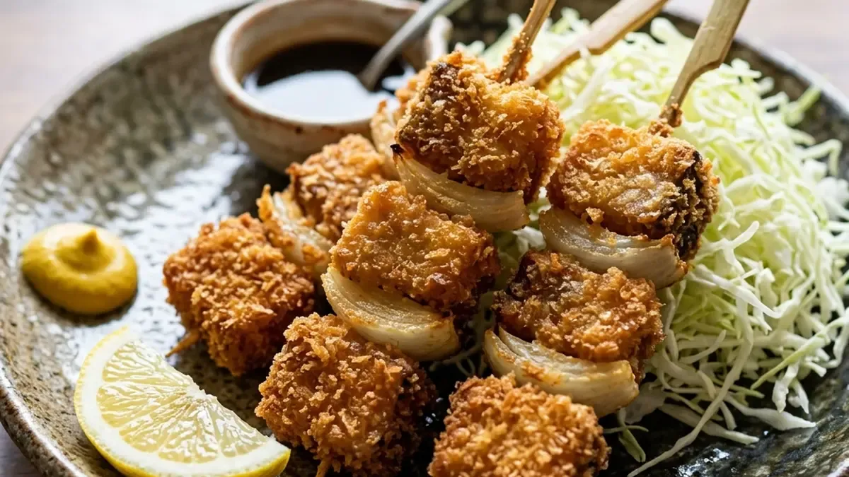 かじきとたまねぎの串カツ風