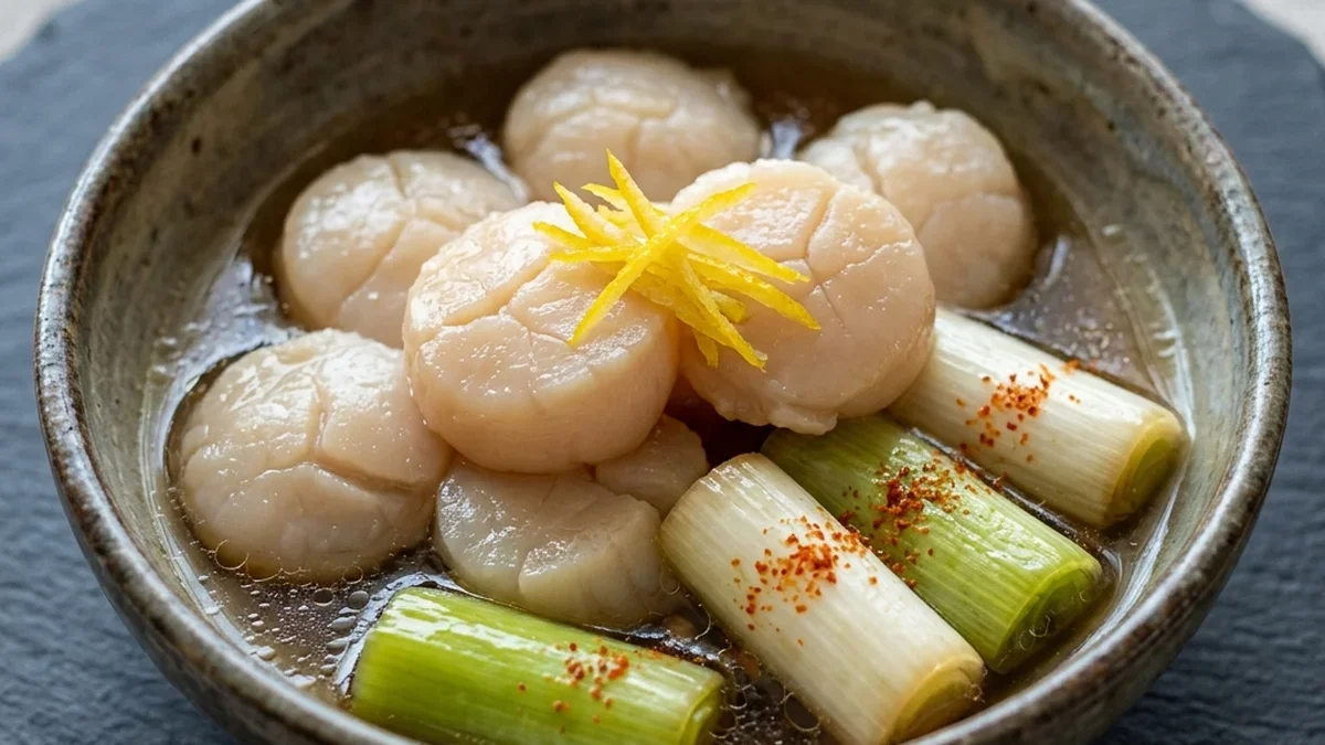 帆立てとねぎの煮びたし