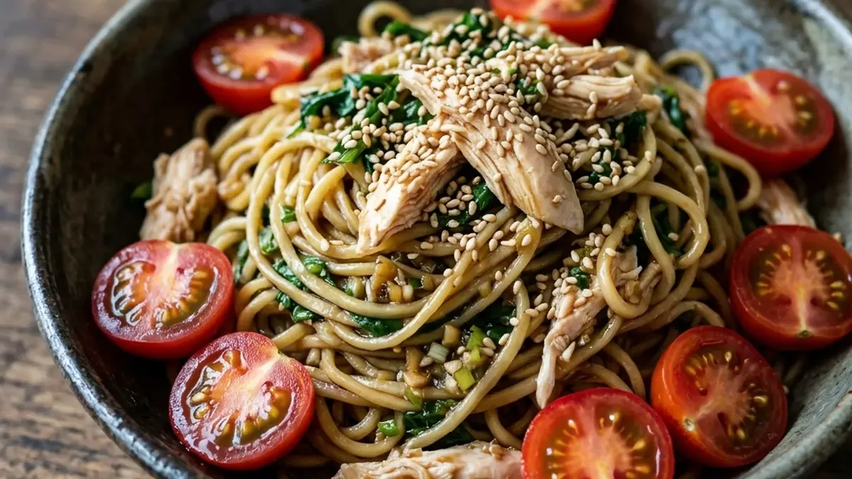 ささ身の春菊あえ麺